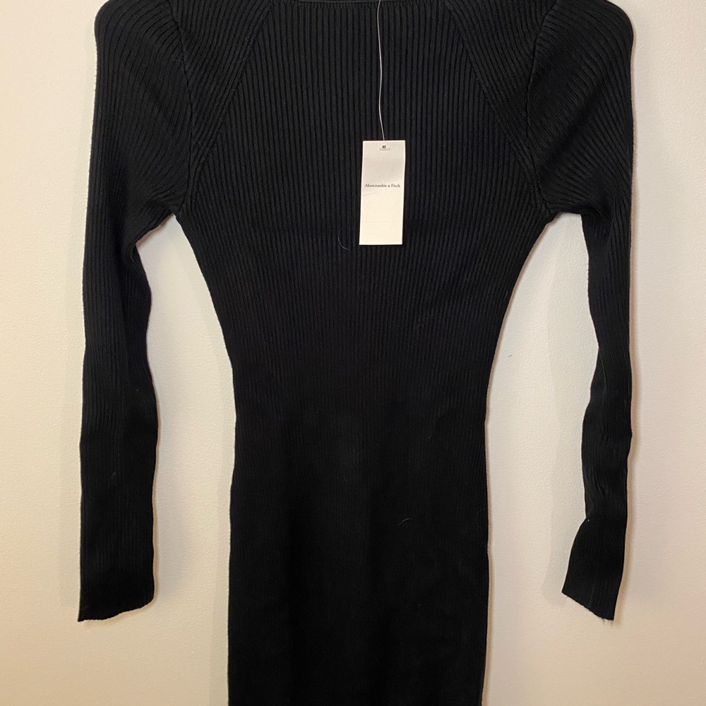 Abercrombie Black Ribbed Long Sleeve Dress
